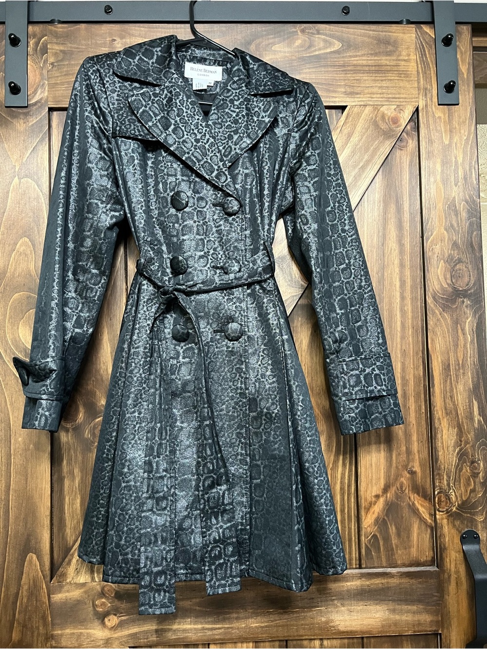 Helene Berman London Snakeskin Metallic Trench Coat M